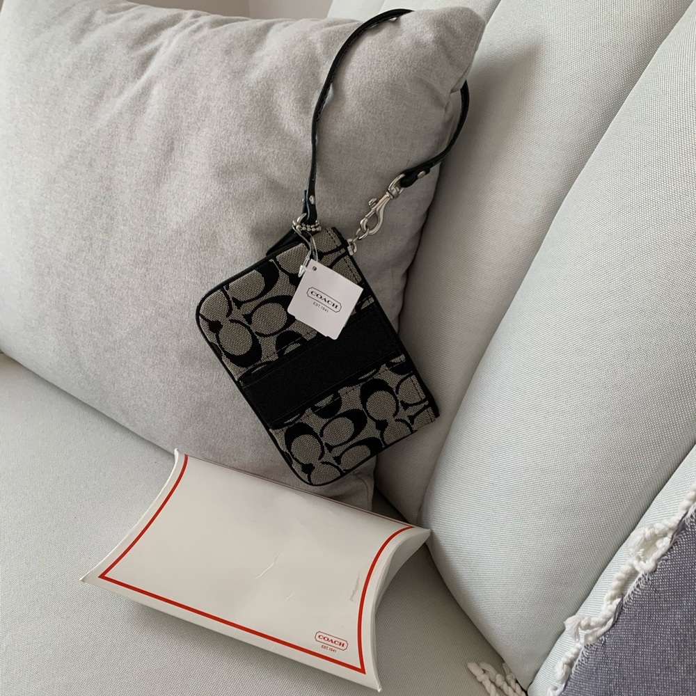 Signature Monogram Coach canvas wristlet NWT